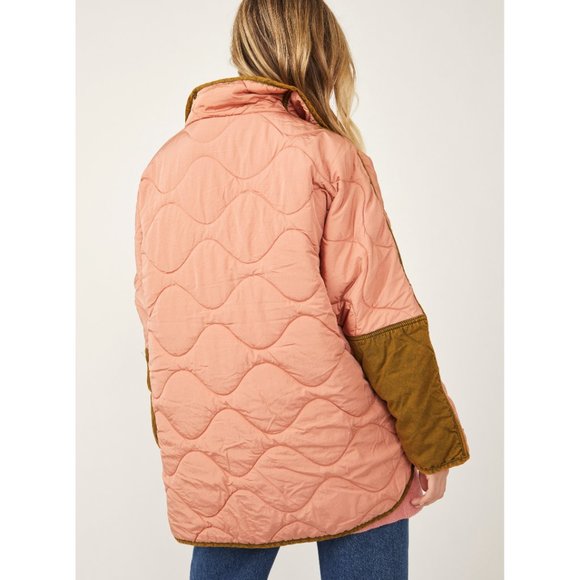 Free People Mixed Military Dolman Jacket / Rose Combo - Picture 3 of 10